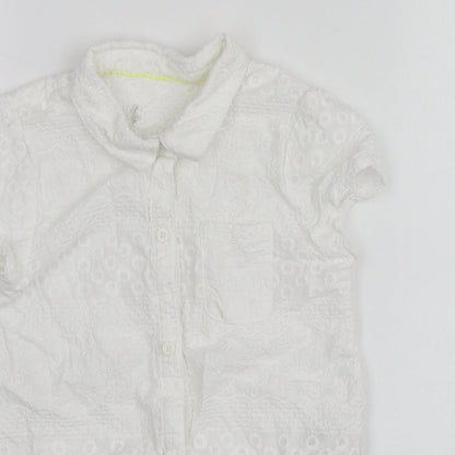 Debenhams Girls White  Cotton Basic Button-Up Size 9 Years Collared
