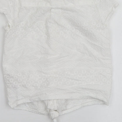 Debenhams Girls White  Cotton Basic Button-Up Size 9 Years Collared