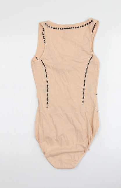 Sacred Hawk Womens Pink Geometric Cotton Bodysuit One-Piece Size S