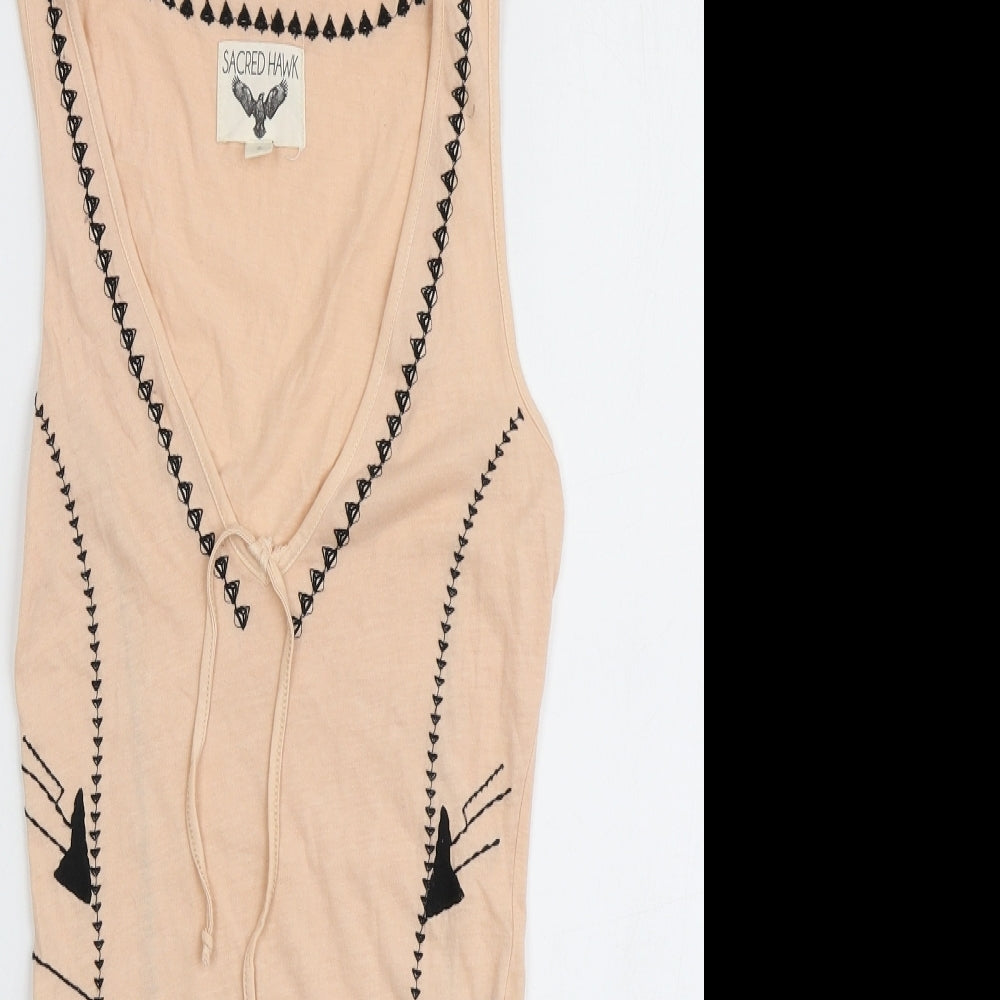Sacred Hawk Womens Pink Geometric Cotton Bodysuit One-Piece Size S