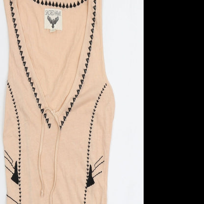 Sacred Hawk Womens Pink Geometric Cotton Bodysuit One-Piece Size S