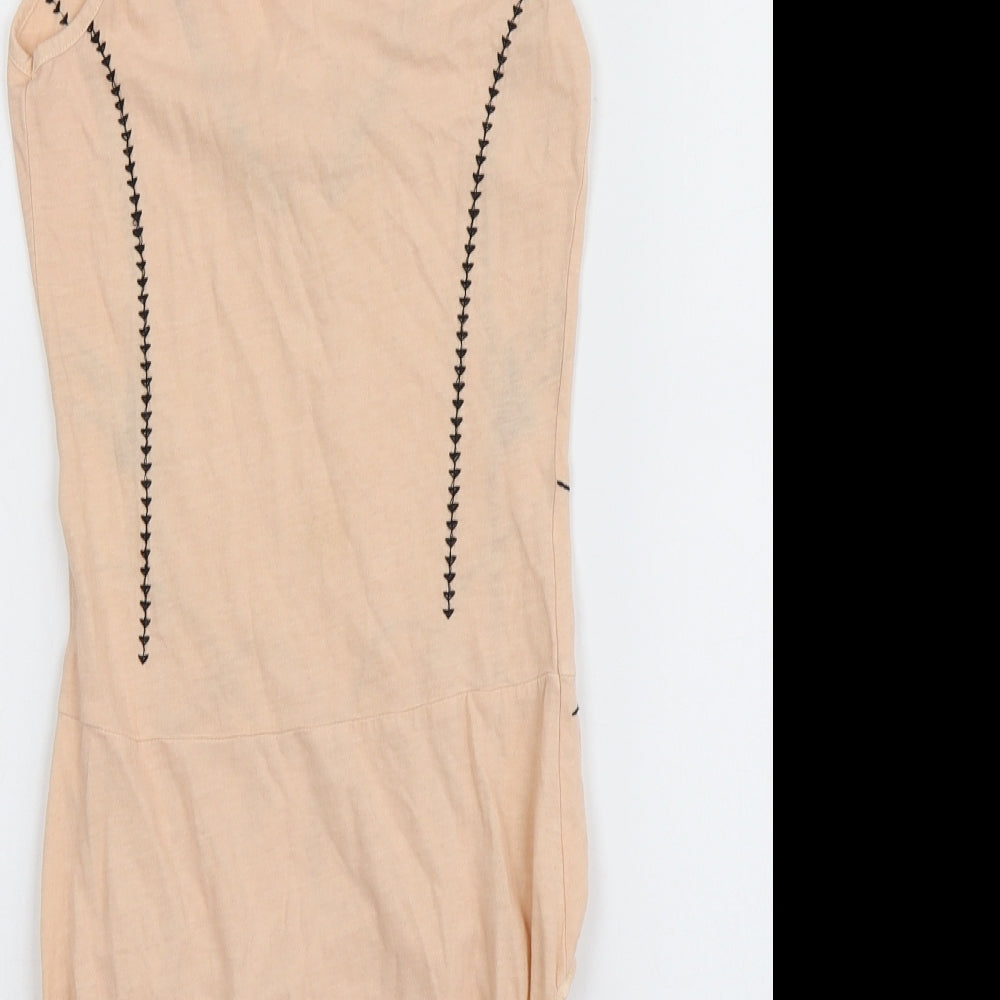 Sacred Hawk Womens Pink Geometric Cotton Bodysuit One-Piece Size S