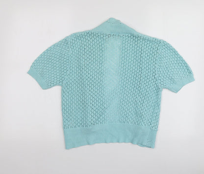 M3 Womens Blue V-Neck  Cotton Shrug Jumper Size M