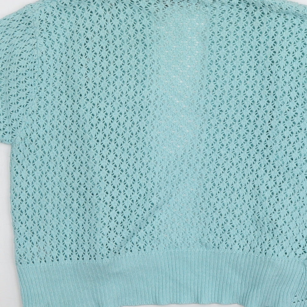 M3 Womens Blue V-Neck  Cotton Shrug Jumper Size M
