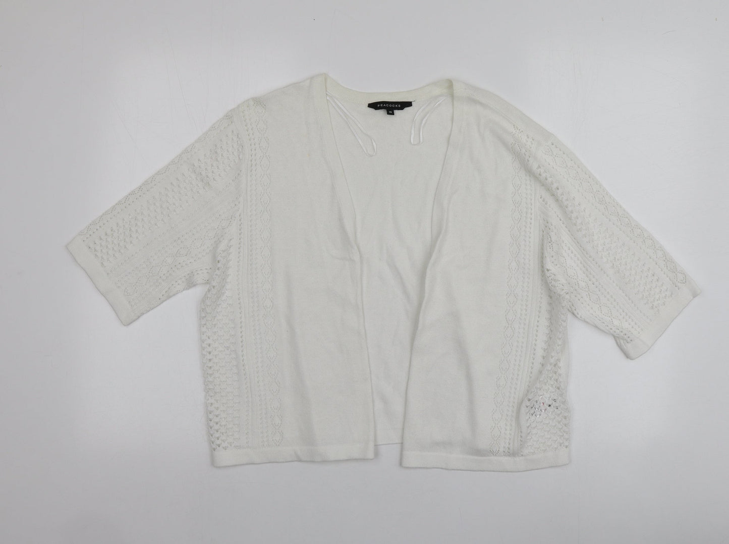 Womens UK Size 18 Peacocks White Shrug Jumper