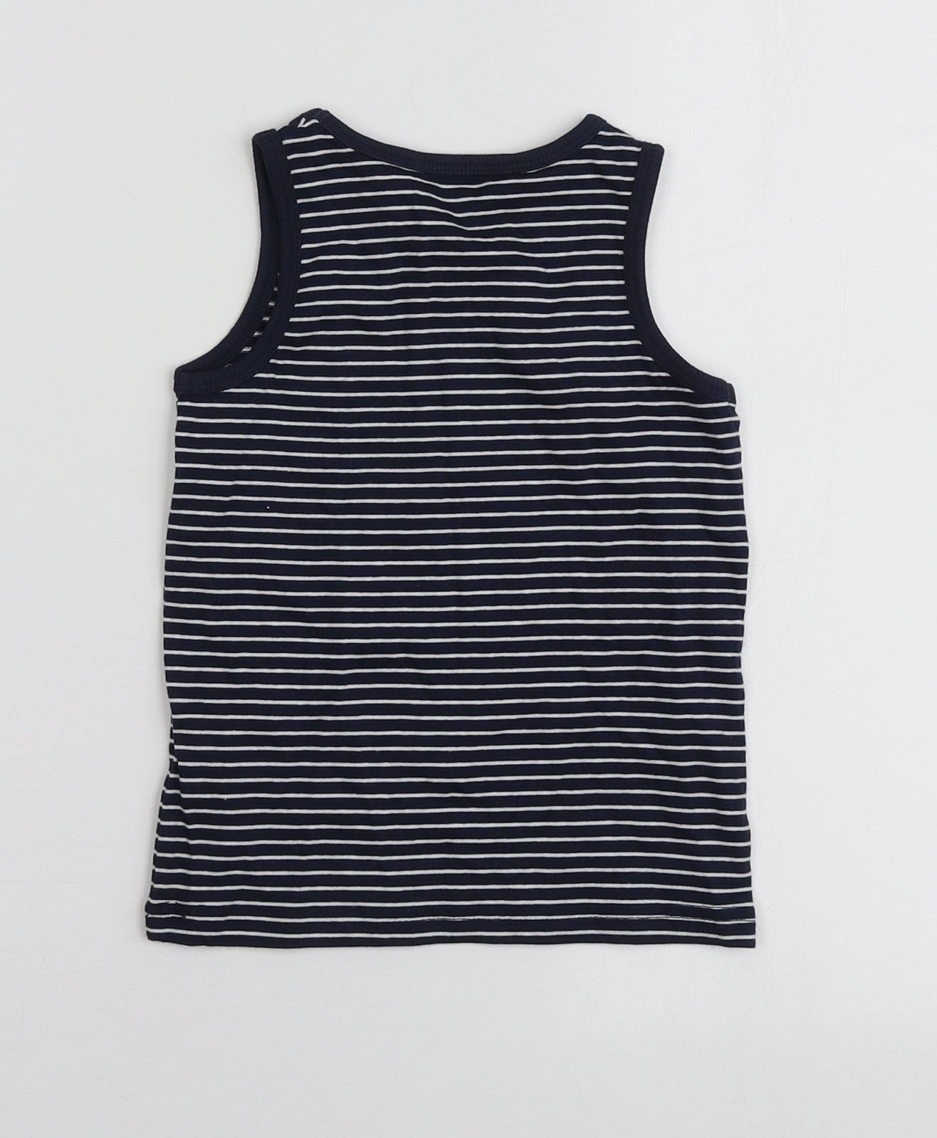George Boys Blue Striped Cotton Basic T-Shirt Size 2 Years Round Neck