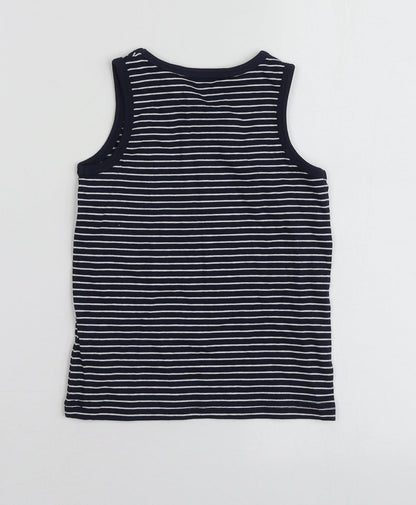 George Boys Blue Striped Cotton Basic T-Shirt Size 2 Years Round Neck