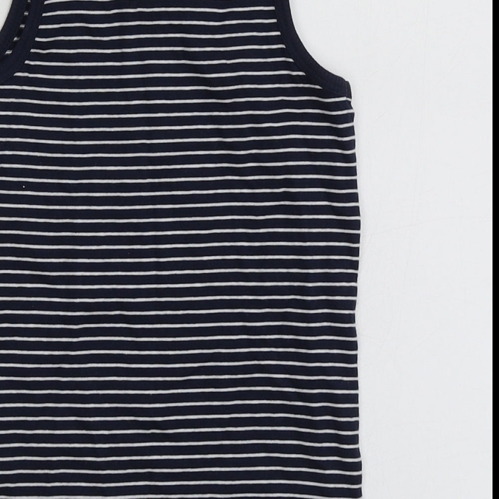 George Boys Blue Striped Cotton Basic T-Shirt Size 2 Years Round Neck