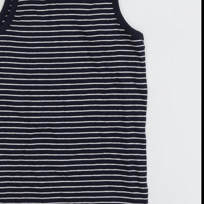 George Boys Blue Striped Cotton Basic T-Shirt Size 2 Years Round Neck