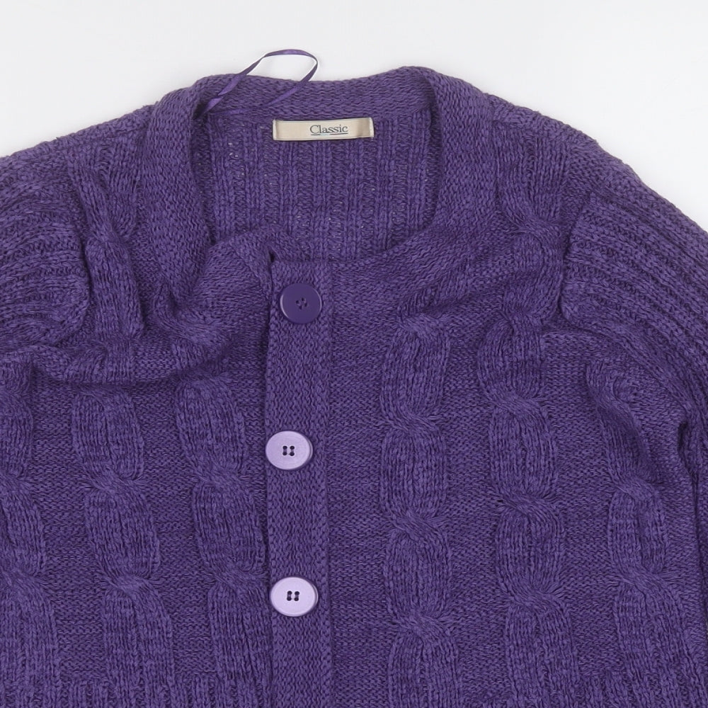 Womens UK Size M Classic Purple Cardigan Jumper