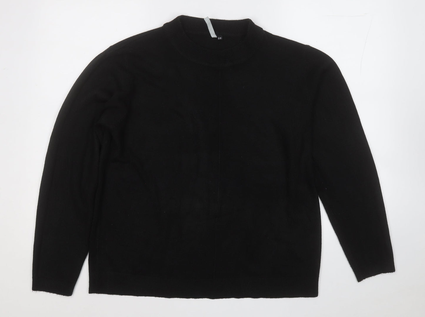 INTUITION Womens Black Mock Neck  Acrylic Pullover Jumper Size 16