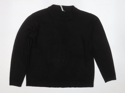 INTUITION Womens Black Mock Neck  Acrylic Pullover Jumper Size 16