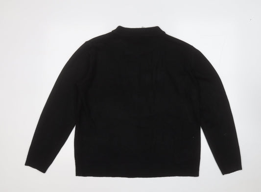 INTUITION Womens Black Mock Neck  Acrylic Pullover Jumper Size 16