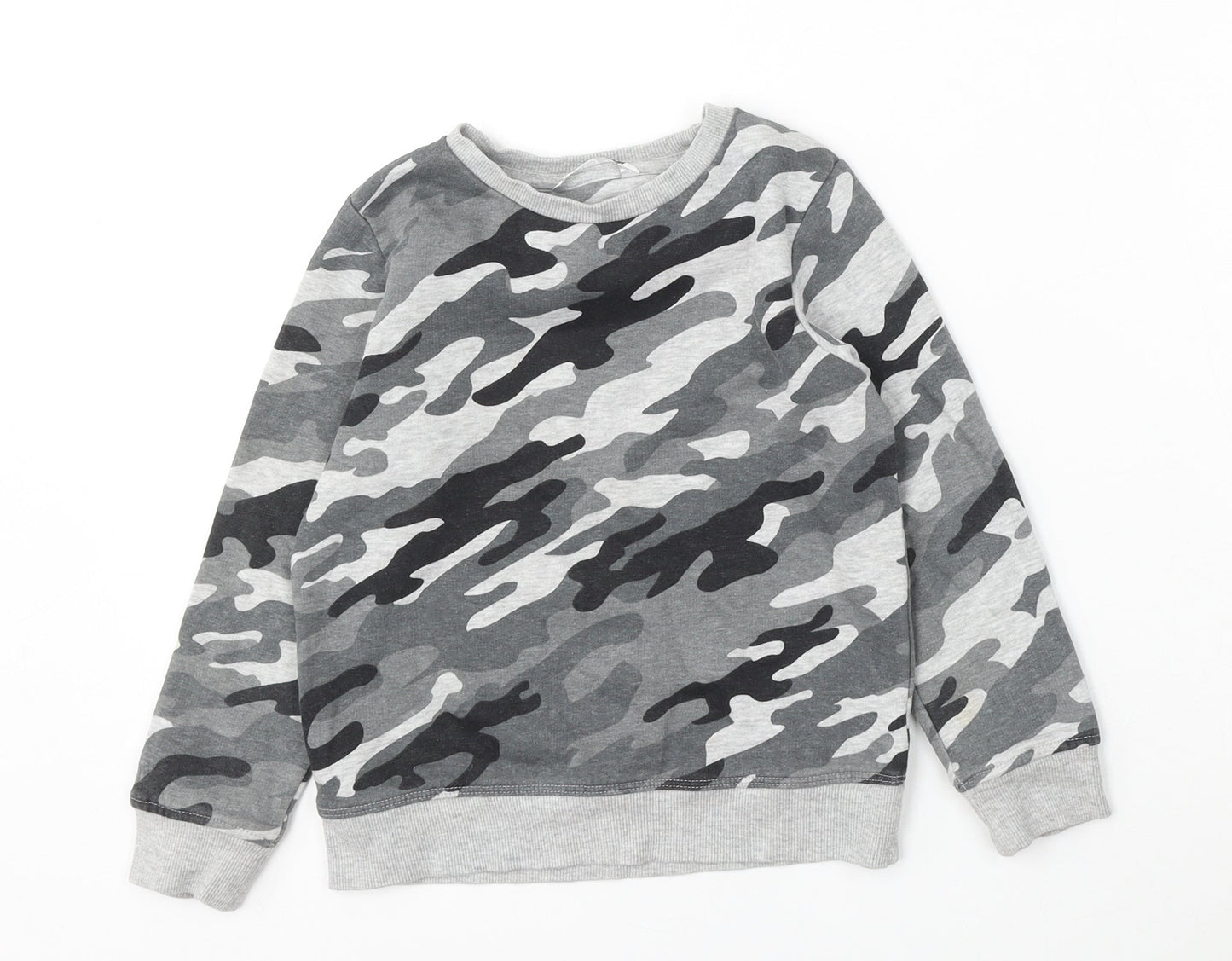 Pep & Co Boys Grey Camouflage Cotton Pullover Sweatshirt Size 5-6 Years