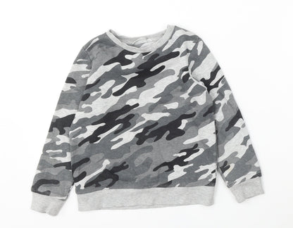 Pep & Co Boys Grey Camouflage Cotton Pullover Sweatshirt Size 5-6 Years