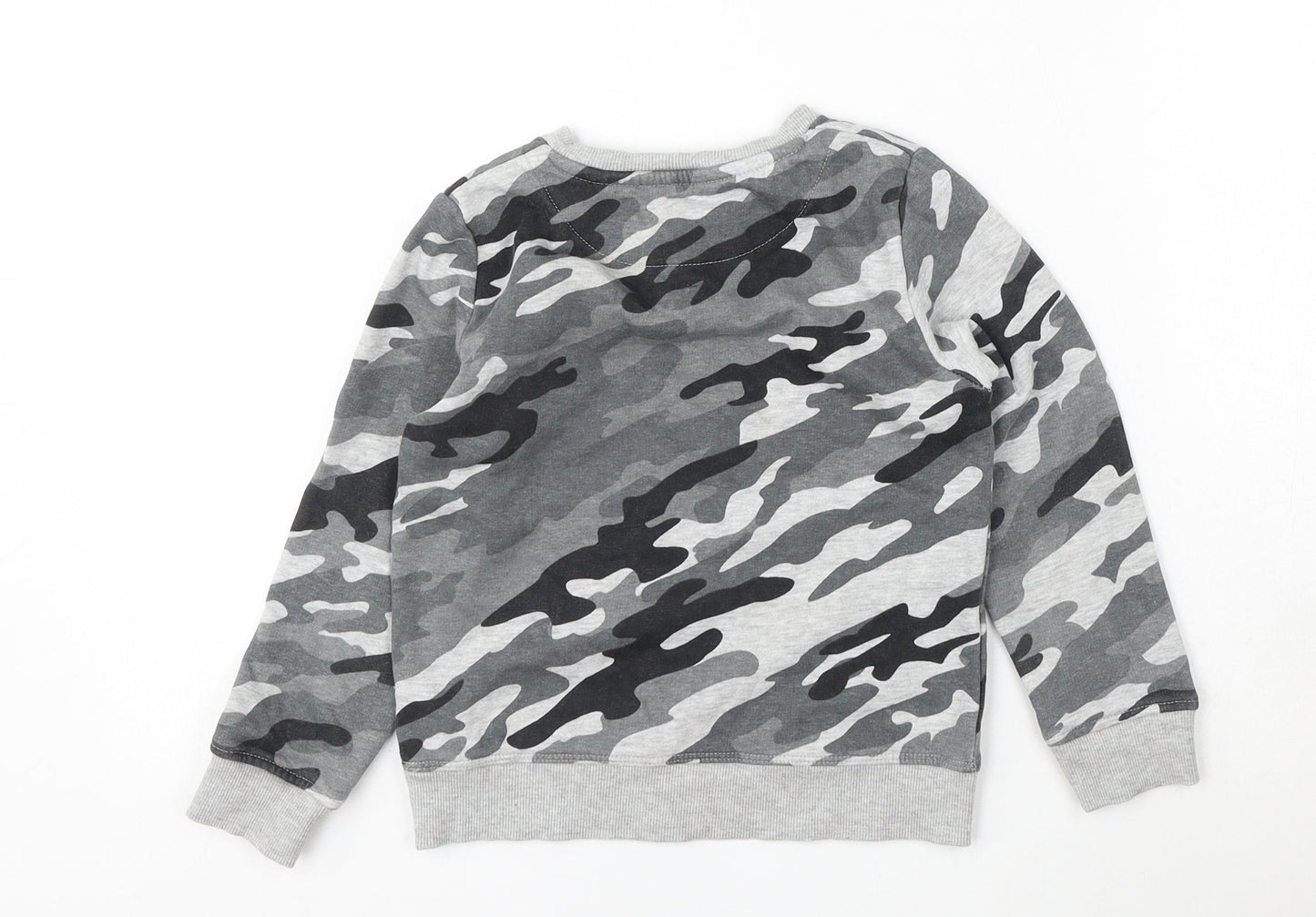 Pep & Co Boys Grey Camouflage Cotton Pullover Sweatshirt Size 5-6 Years