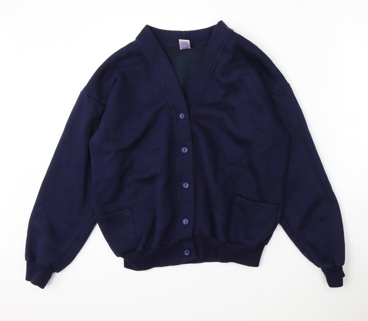 Uni Womens Blue V-Neck  Acrylic Cardigan Jumper Size M