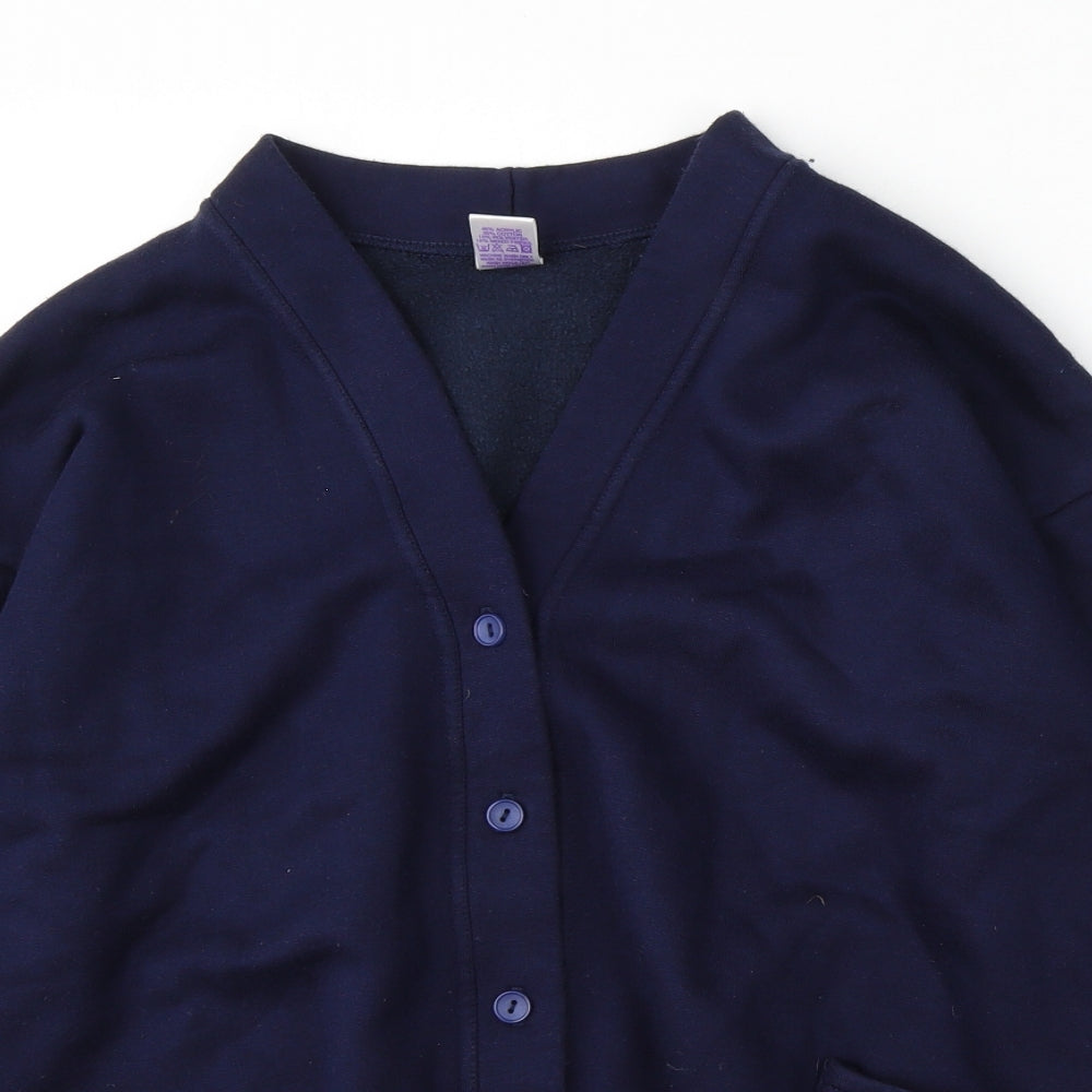 Uni Womens Blue V-Neck  Acrylic Cardigan Jumper Size M