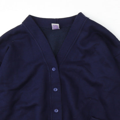 Uni Womens Blue V-Neck  Acrylic Cardigan Jumper Size M