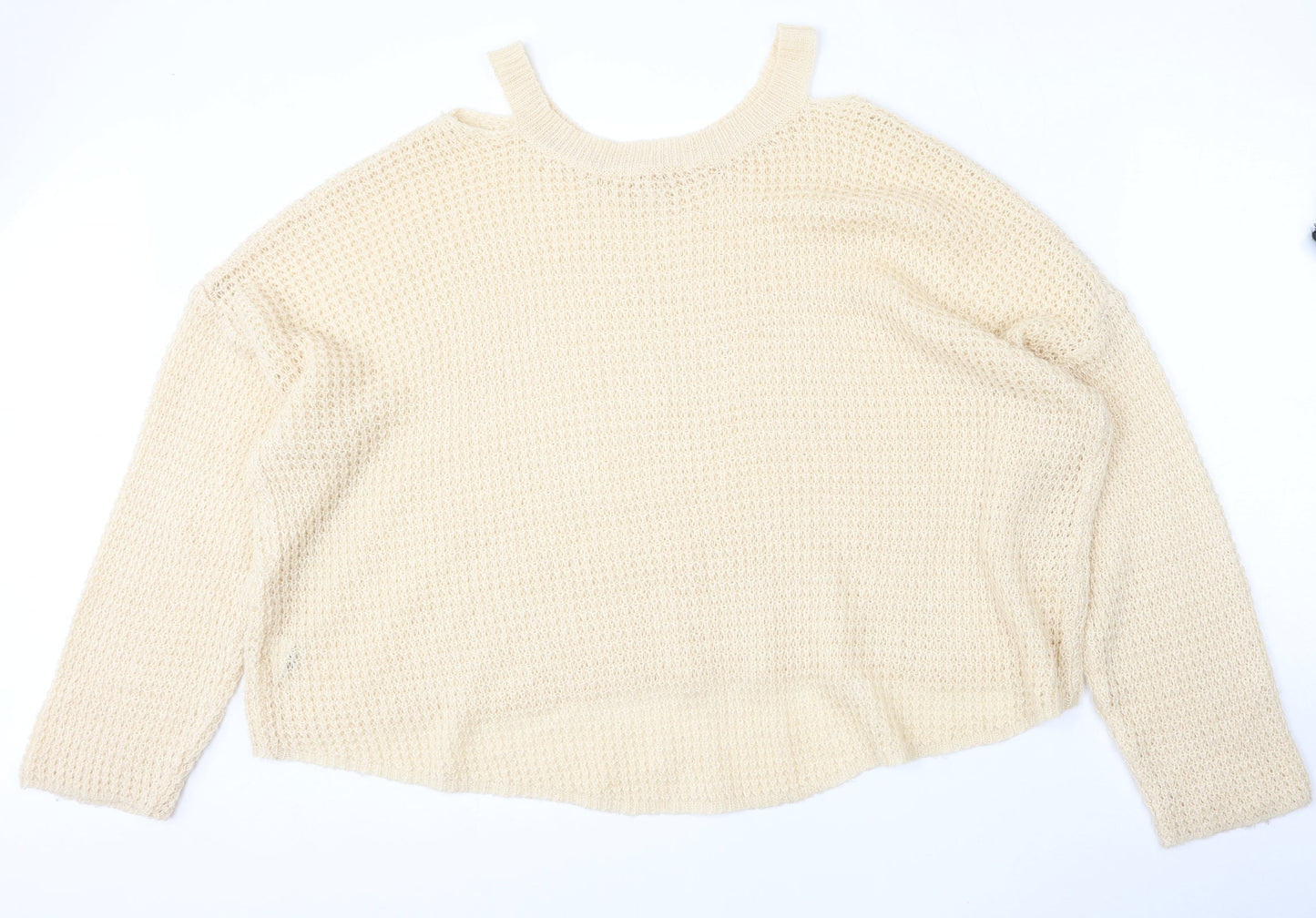 SheIn Womens Beige Round Neck  Acrylic Pullover Jumper Size M