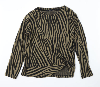 F&F Womens Multicoloured Round Neck Animal Print Polyester Pullover Jumper Size 12