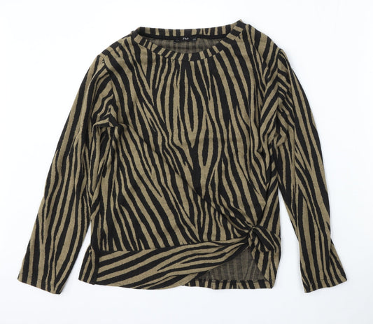 F&F Womens Multicoloured Round Neck Animal Print Polyester Pullover Jumper Size 12