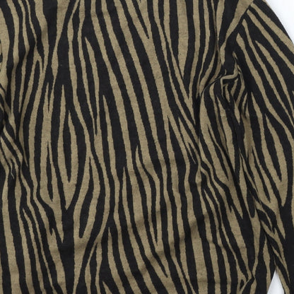F&F Womens Multicoloured Round Neck Animal Print Polyester Pullover Jumper Size 12