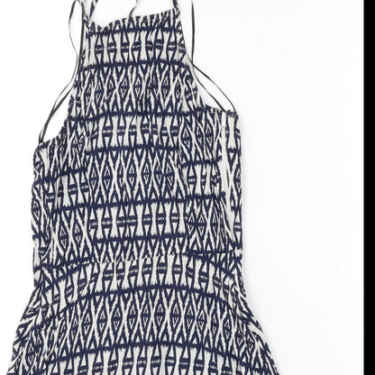 Divided by H&M Womens Blue Geometric Viscose Skater Dress  Size 8  Square Neck