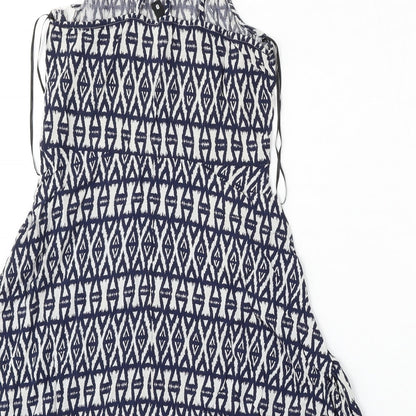 Divided by H&M Womens Blue Geometric Viscose Skater Dress  Size 8  Square Neck