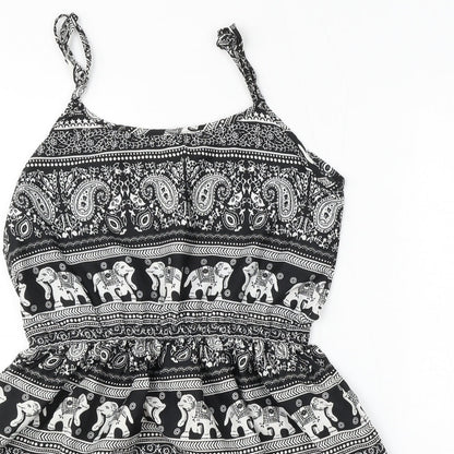 Boohoo Womens Black Geometric Polyester Shift  Size 8  Round Neck