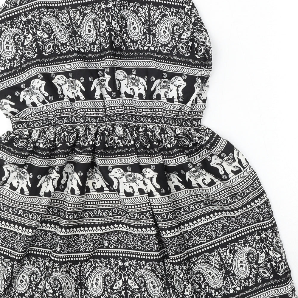 Boohoo Womens Black Geometric Polyester Shift  Size 8  Round Neck