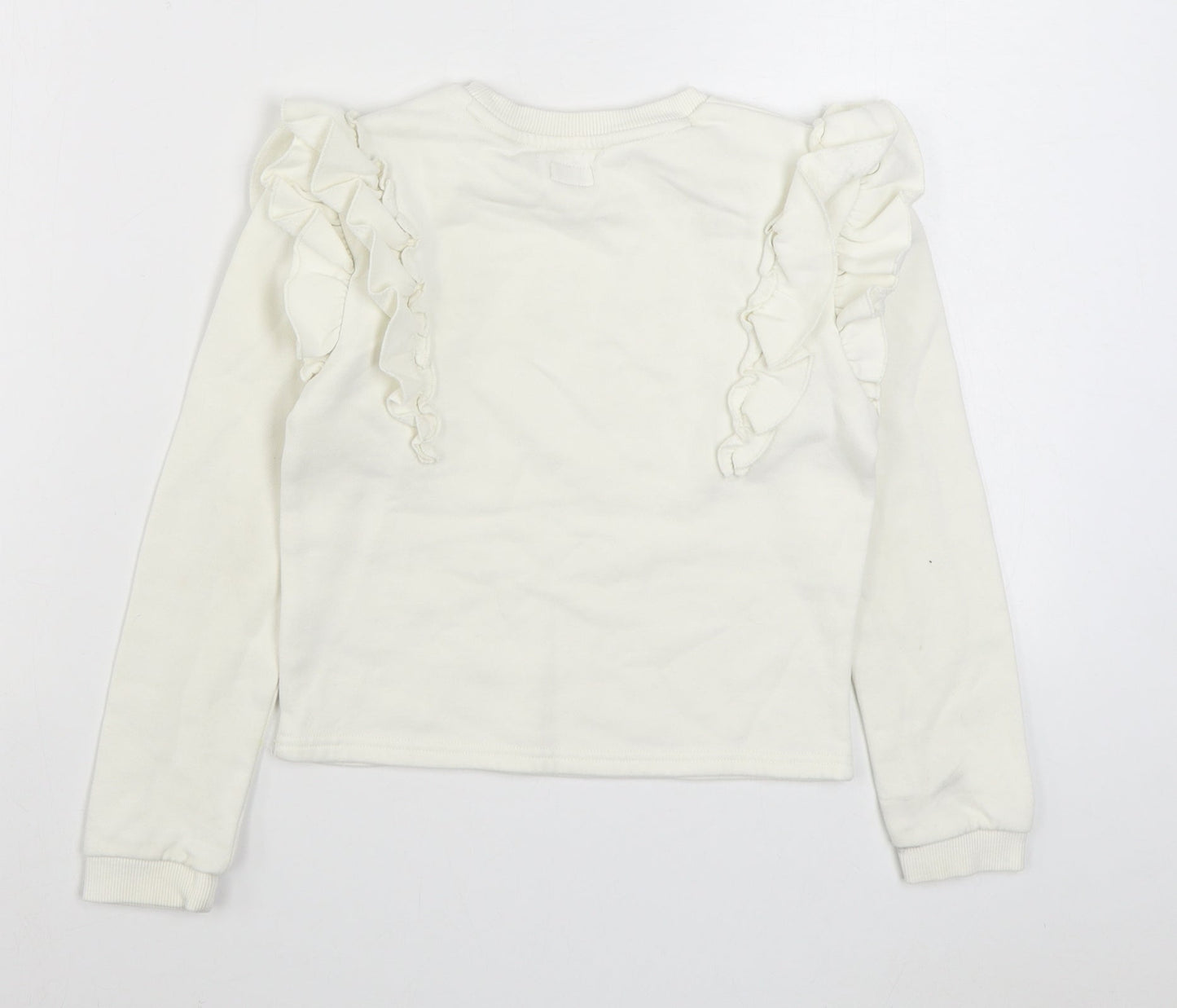 F&F Girls White  Cotton Pullover Sweatshirt Size 8-9 Years  Pullover