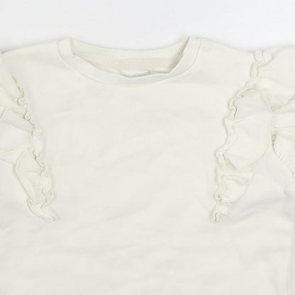 F&F Girls White  Cotton Pullover Sweatshirt Size 8-9 Years  Pullover