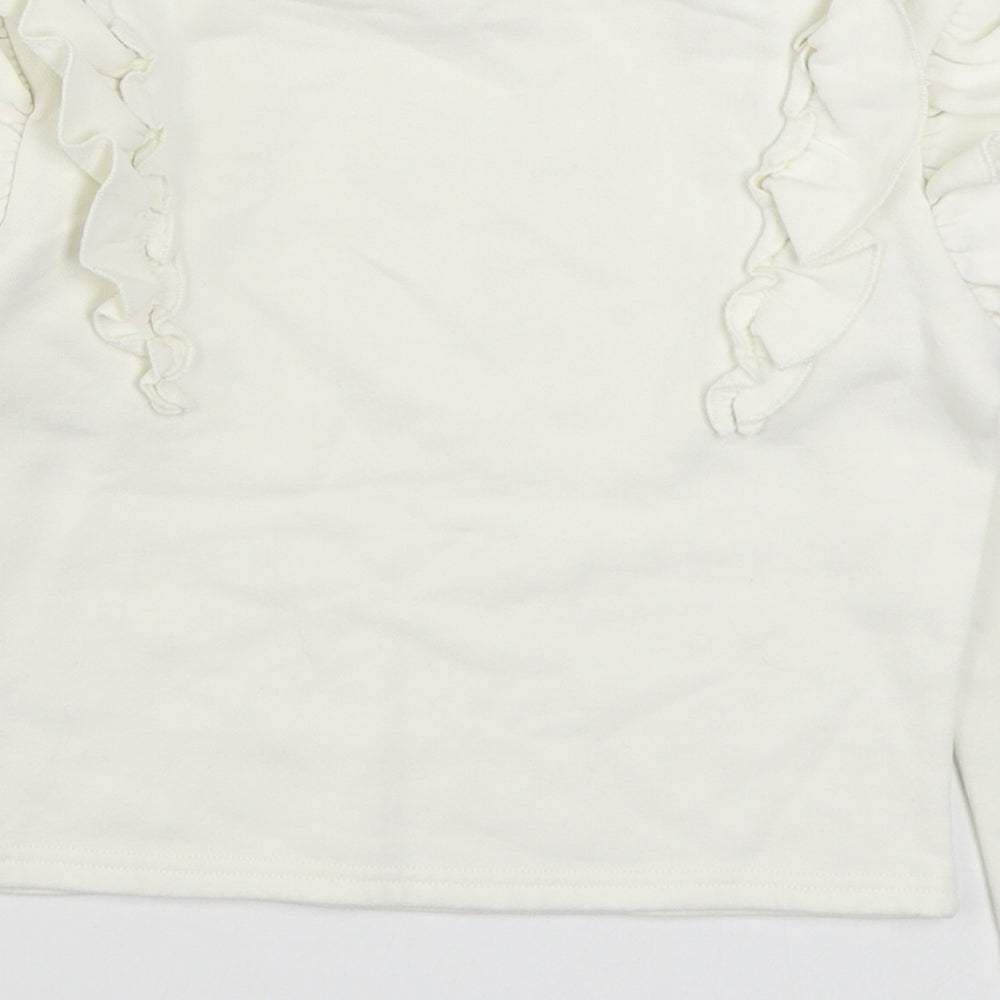 F&F Girls White  Cotton Pullover Sweatshirt Size 8-9 Years  Pullover
