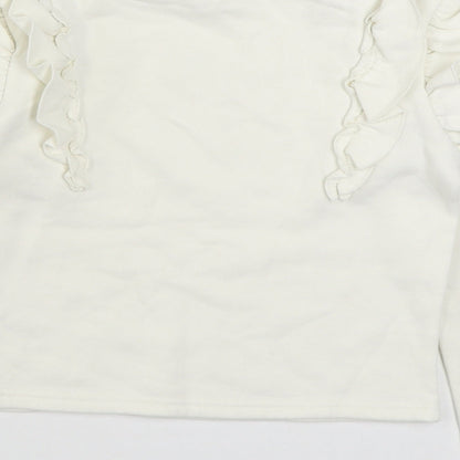 F&F Girls White  Cotton Pullover Sweatshirt Size 8-9 Years  Pullover