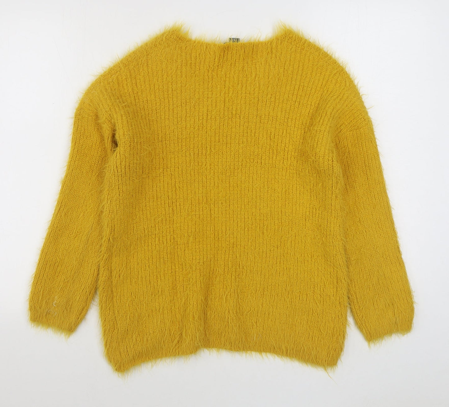 Primark Womens Yellow V-Neck  Nylon Pullover Jumper Size S