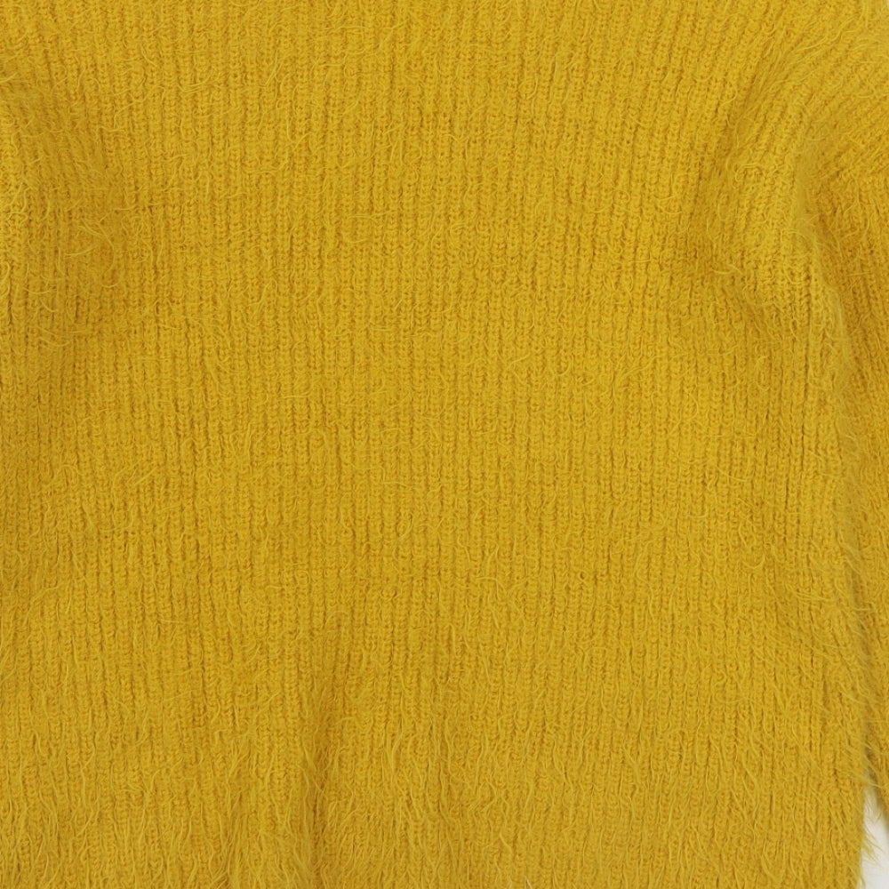 Primark Womens Yellow V-Neck  Nylon Pullover Jumper Size S