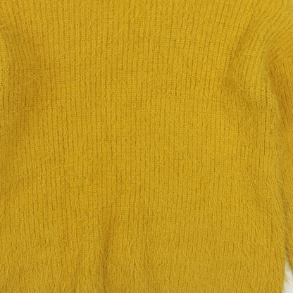Primark Womens Yellow V-Neck  Nylon Pullover Jumper Size S