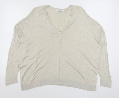 NEXT Womens Beige V-Neck  Viscose Cardigan Jumper Size M