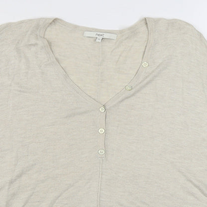 NEXT Womens Beige V-Neck  Viscose Cardigan Jumper Size M