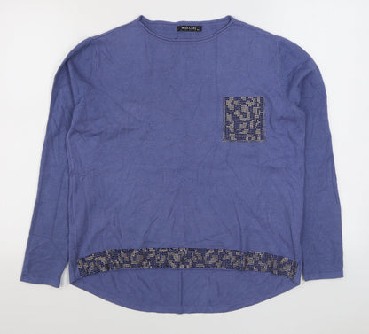 Miss Lady Womens Blue Boat Neck  Viscose Pullover Jumper Size M
