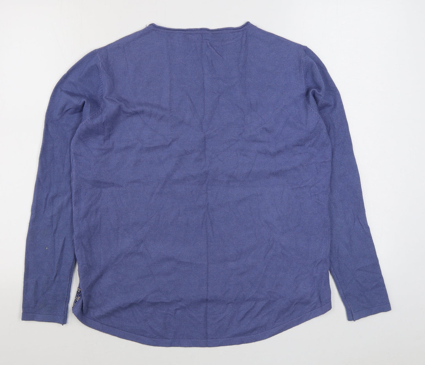 Miss Lady Womens Blue Boat Neck  Viscose Pullover Jumper Size M