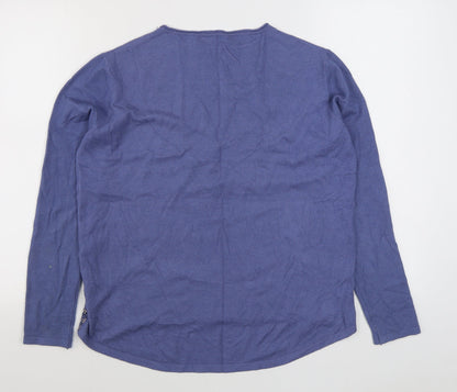 Miss Lady Womens Blue Boat Neck  Viscose Pullover Jumper Size M