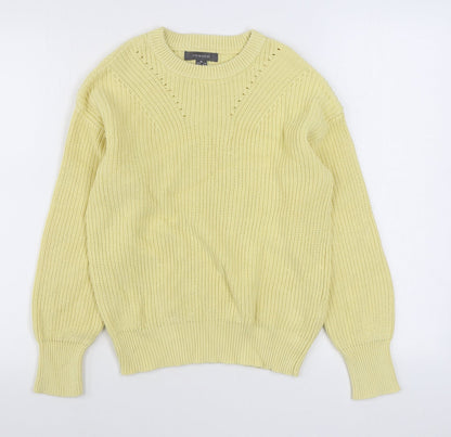 Primark Womens Yellow Round Neck  Cotton Pullover Jumper Size XS
