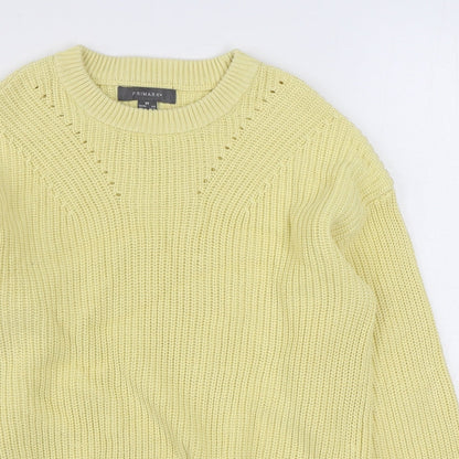 Primark Womens Yellow Round Neck  Cotton Pullover Jumper Size XS