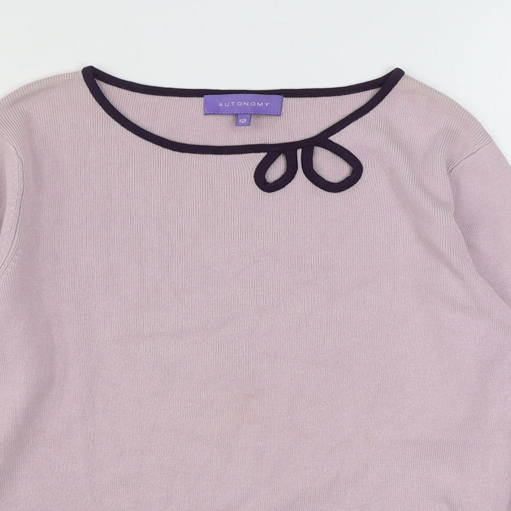 Autonomy Womens Purple Boat Neck  Viscose Pullover Jumper Size 12