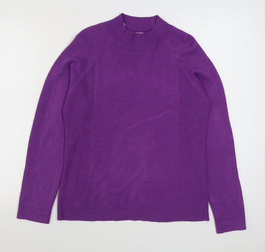 Womens UK Size M Text Purple Pullover Jumper