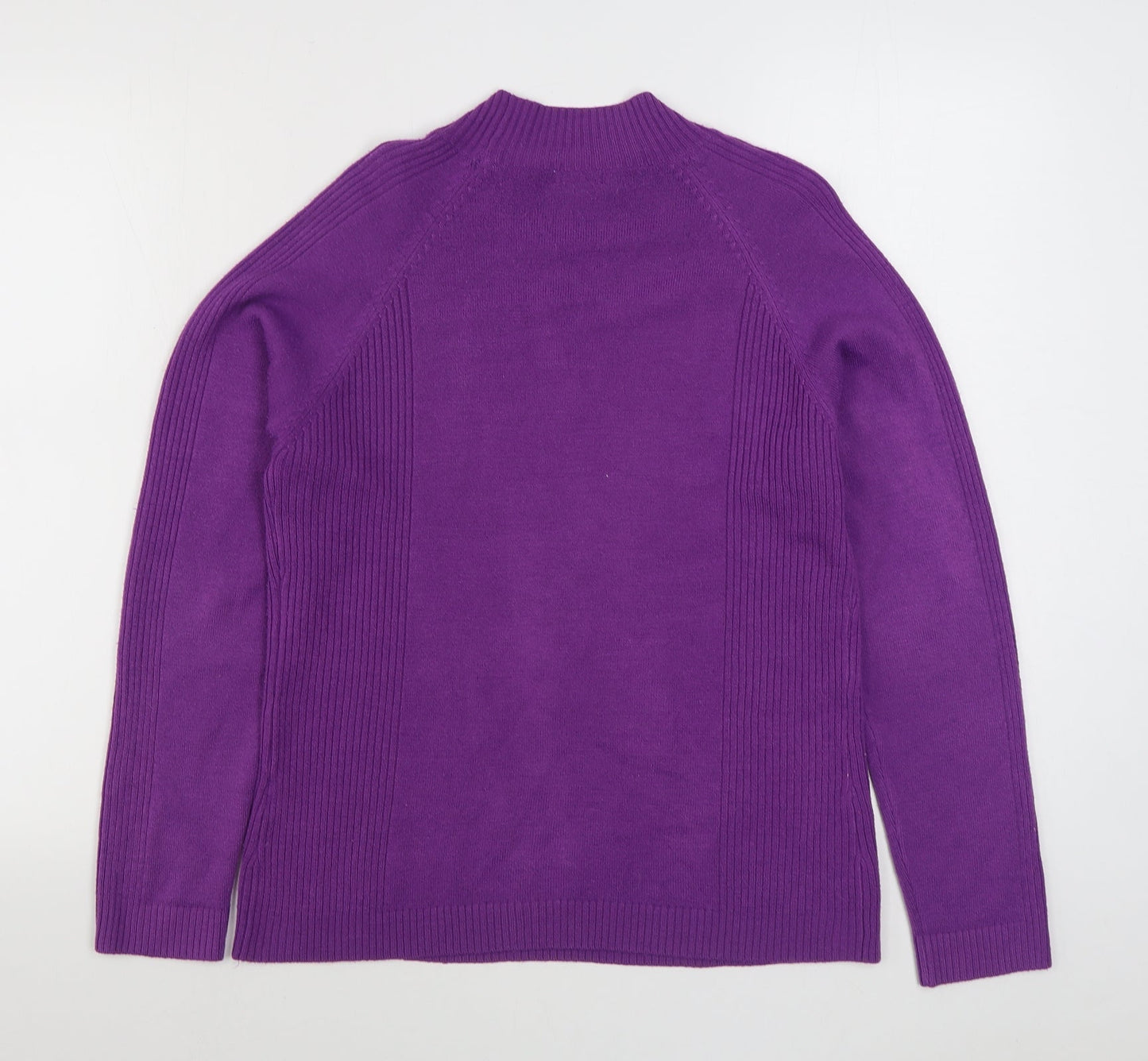 Womens UK Size M Text Purple Pullover Jumper