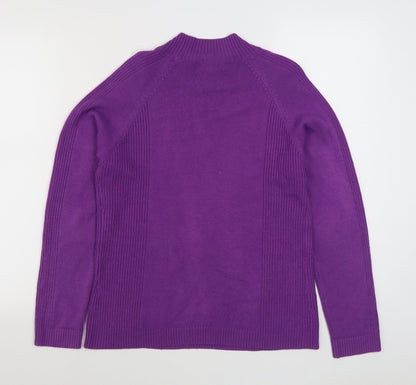Womens UK Size M Text Purple Pullover Jumper