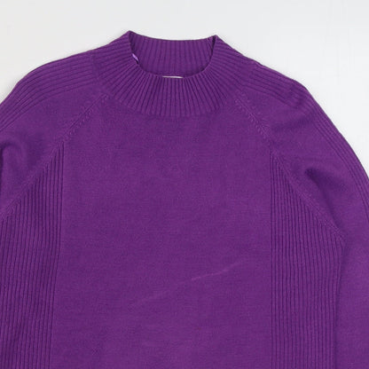 Womens UK Size M Text Purple Pullover Jumper